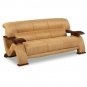 Grandiose Curvy Wood Details and Beige Microfiber Sofa