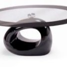 Oval Shaped Glass Surface Coffee Table
