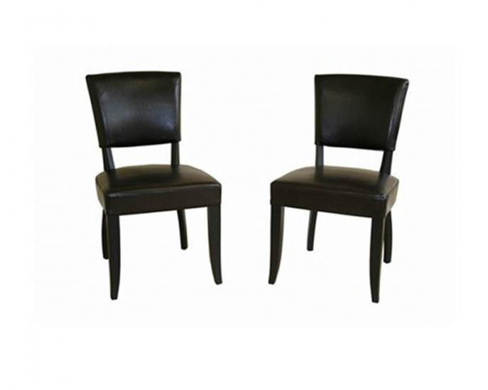 Dark Brown Leather Dining Chair Set of 2