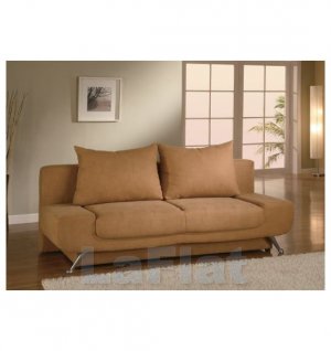 Gb-F024 // Armless Brown Microfibre Sofa Bed With Storage Compartment