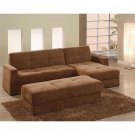 Gb-F017 BR-SEC  //  Modern Chocolate Brown Fabric Sectional Sofa Bed