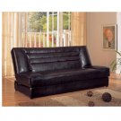 C_500771 Brown leather match futon/sofa bed