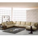 Eho-S406A // Leather and Microfiber Solid Oak Frame Bertino Sectional Sofa