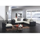 Eho-8113 // Modern Two-Toned Microfiber Sectional with Polished Oak Legs