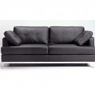 Black Full Leather Sofa with Included Throw Pillows  //  Eho-A766