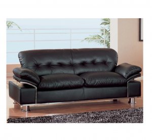 Black Leather Sofa with Impressive Modern Design 676  //  GF-676