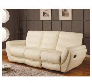 Comfortable Cream Leather Sofa With Adjustable Footrest Lotus  // CR-Lotus
