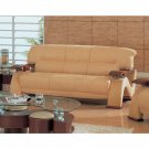 GF-2033MF  //  Grandiose Curvy Wood Details and  Beige Microfiber Sofa