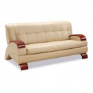 GF-9215 // High Gloss Finished Wood Arm Accented Leather Sofa 9215