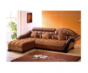 AE-8174  //  Bycast Leather & Micro Suede Two-Tone Sectional