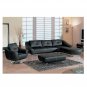 GF-546  //  Black Leather Living Room Sectional with White Stitching 546