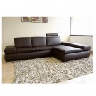 WSI-Champagne  //  Champagne Dark Brown Leather Sectional Sofa with Headrest