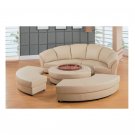 GF-Moon  //  Beige Leather Half-Moon Shape Five-Piece Sectional Sofa