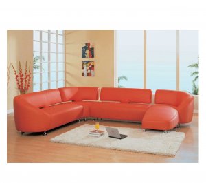 GF-553 // Leather Sectional '553' / Red by Global
