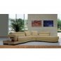 ESF-42  //  Light Color Leather Modern Sectional w/ Wooden Side Table