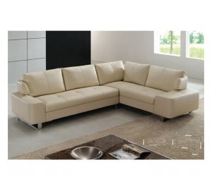 Eho-D0951  //   Modern Leather Sectional with Polished Chrome Frame