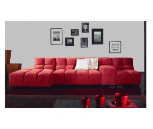 Eho-A338   //  Modern Leather Sectional with Polished Chrome Frame