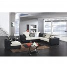 Eho-8113  //  Modern Two-Toned Microfiber Sectional with Polished Oak Legs
