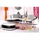 Eho-1064  //  White Leather Modern Sectional with Black Trim