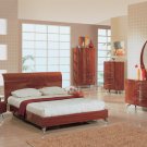 Uniquely Soft Shaped Platform Bedroom Set in Warm Brown Color