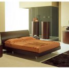 Time European Leather Contemporary Brown Bedroom set