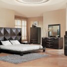 Stylish Milena Wenge Finish Modern Bedroom Set w/ High Headboard