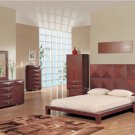 Stylish Milena Wenge Finish Modern Bedroom Set w/ High Headboard