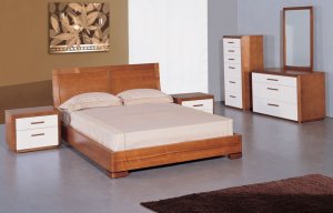 Maya Elegant Solid Wood Bedroom Set with Color Options