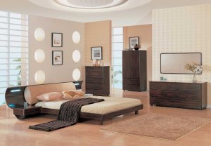 Graceful Rio Bedroom Set - Wenge Gentle Curved Platform Bed
