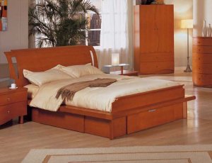 ESF-G018 //  Cherry Color Sleigh Bed from G018 Collection by ESF Furniture
