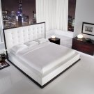 ML-MD317  //  Contemporary Ludlow Bed in White Lavish Tufted Leather Headboard
