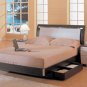 CR-Polo // Wenge and White Finished Modern Style Queen Bed with Lighting