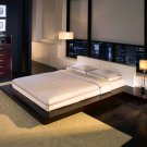 ML-HB39A-Q  //     Worth Low Profile Wenge Platform Bed w/ Leather Headboard