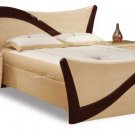 Two-Tone Beige & Dark Cherry Lacquer Finish Modern Bed