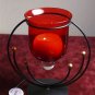 Candle Holder w Ruby Red Glass Metal Art Deco New! Perfect for Candlelit Dinner for two