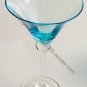Martini Margarita 2 Glasses Pale Blue Unique Designer 8.125 Inches Tall
