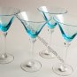Martini Margarita 2 Glasses Pale Blue Unique Designer 8.125 Inches Tall