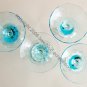 Martini Margarita 2 Glasses Pale Blue Unique Designer 8.125 Inches Tall