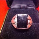 VINTAGE BLACK ONYX STERLING MENS RING