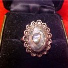 VINTAGE SHELL STONE ART DECO RING STAMPED