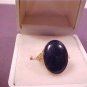 ANTIQUE LARGE BLACK ONYX DOME RING GOLD TONE