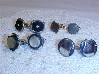 VINTAGE LOT OF MEN'S CUFF LINKS ONYX AND PEARL