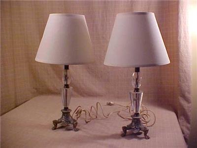 VINTAGE SET OF 2 HAND CUT LEAD CRYSTAL TABLE LAMP