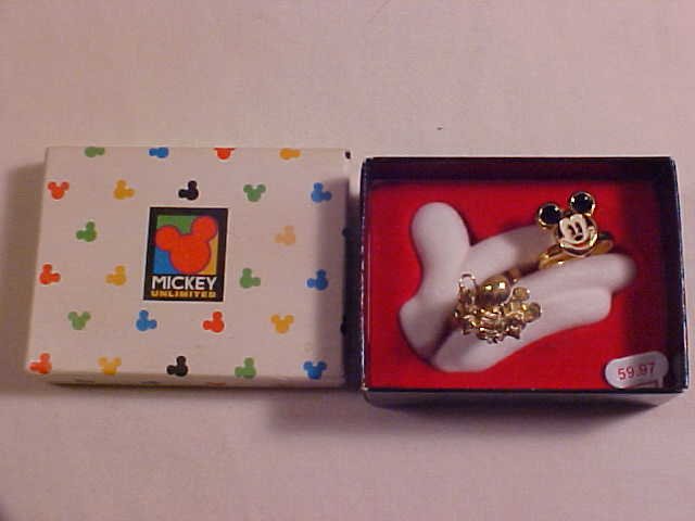 LOT OF 2 VINTAGE DISNEY GOLD TONE MICKEY MOUSE COLLECTOR RINGS
