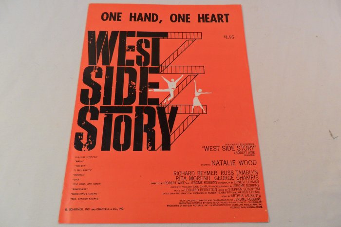 Item image	 1957 West Side Story One Hand One Heart Sheet Music