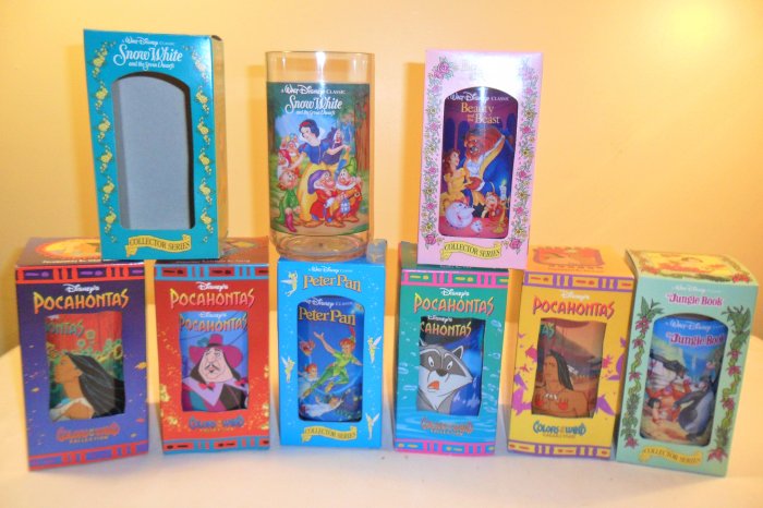 1994 BURGER KING WALT DISNEY CLASSIC COLLECTOR SERIES GLASSES ALL 8 MIB ...