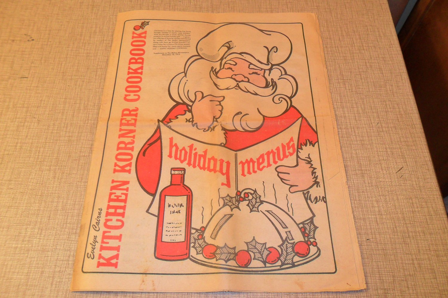 1975 Evelyn Cairns Kitchen Korner Cookbook Mellus Newspaper