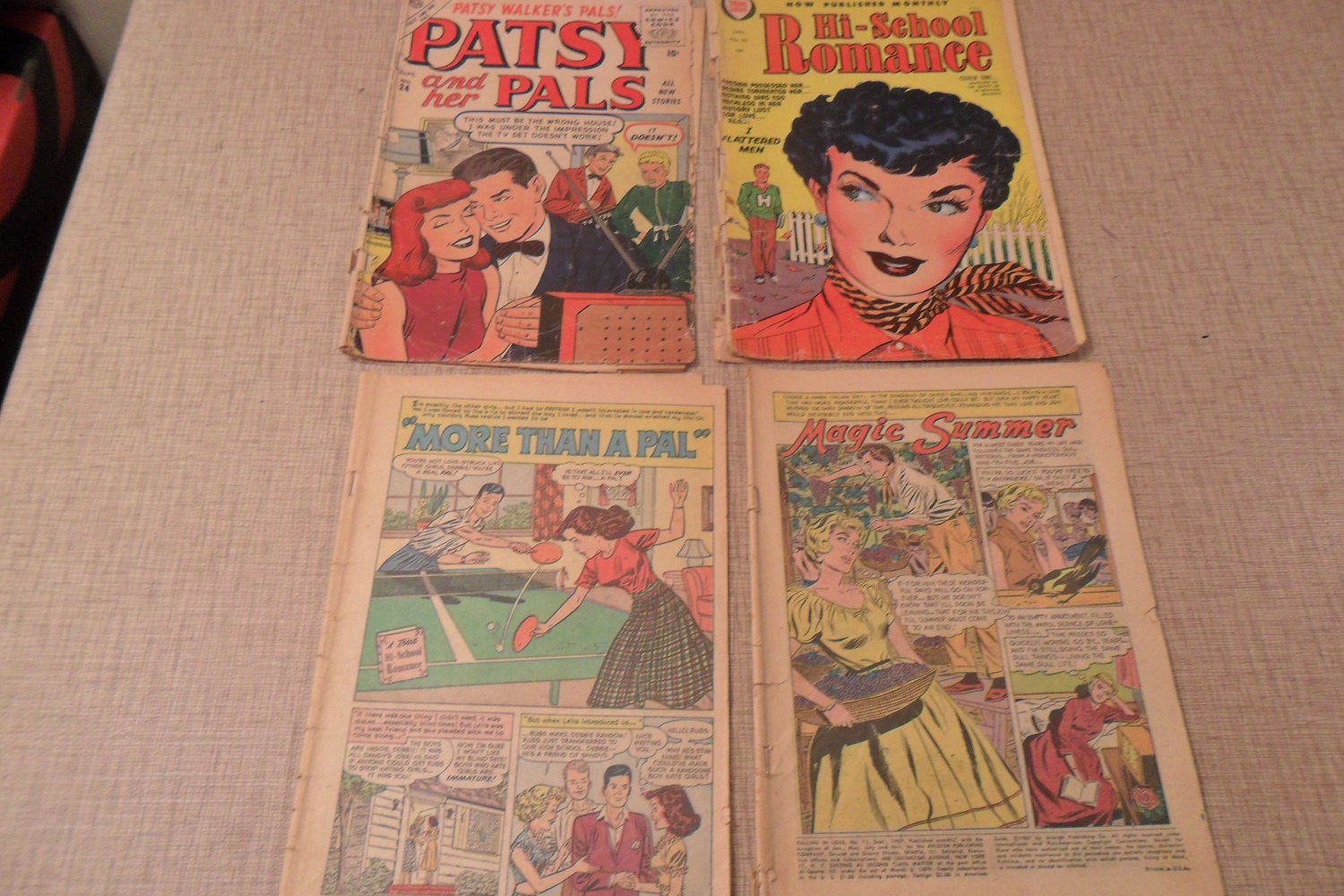 Lot of 4 vinatge comic books Patsy Walker's Pals,Hi-School Romance, magic summer, more than a pal