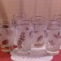 Set of 6 Vintage Libbey beverage glasses co. silver leaf Frosted glasses Autumn Leaf pattern
