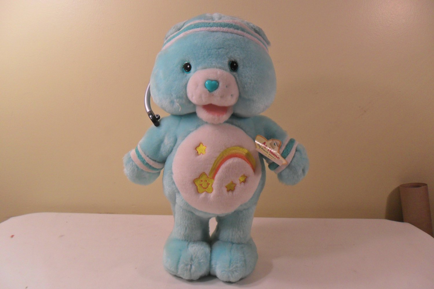 2004 Let's Get Physical Exercise Care Bear Wish Bear Talking Singing Plush Toy